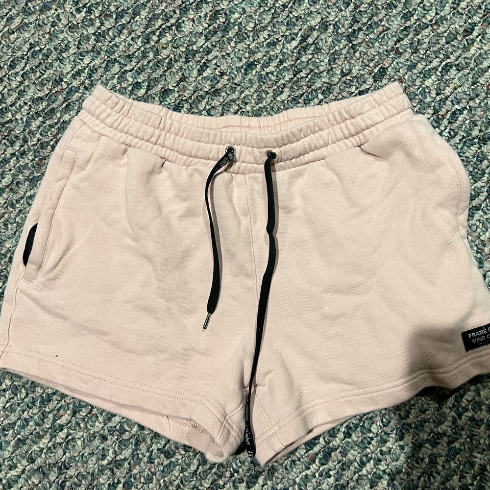 Pale Pink Frame of Mind Co Cotton Blend Sweatshorts, Size Small